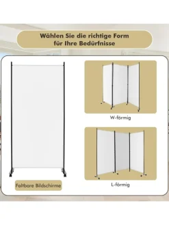 COSTWAY Paravents<Raumteiler 3 tlg. 180cm in Weiß