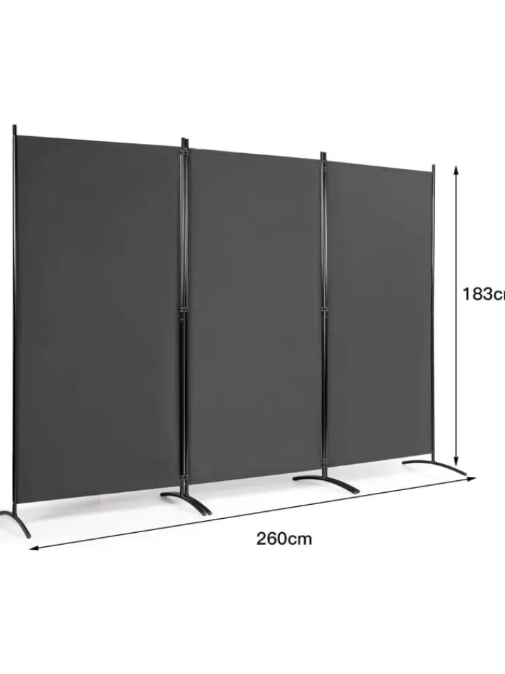 COSTWAY Paravents<Raumteiler 3 tlg. in Grau
