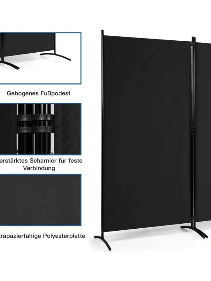 COSTWAY Paravents<Raumteiler 3 tlg. in Schwarz