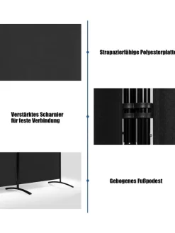 COSTWAY Paravents<Raumteiler 3 tlg. in Schwarz