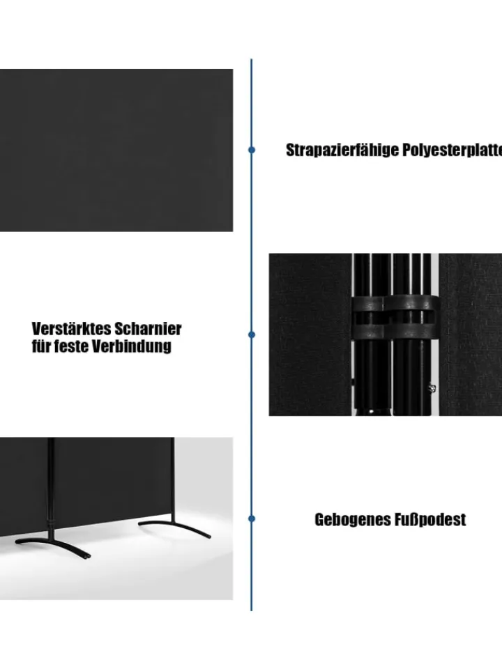 COSTWAY Paravents<Raumteiler 3 tlg. in Schwarz