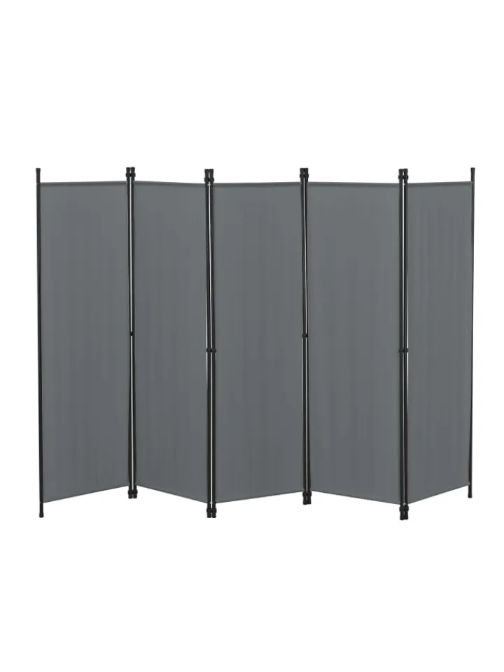 en.casa Paravents<Raumteiler Huesca - 5-teilig in Grau (H)171cm (B)250cm