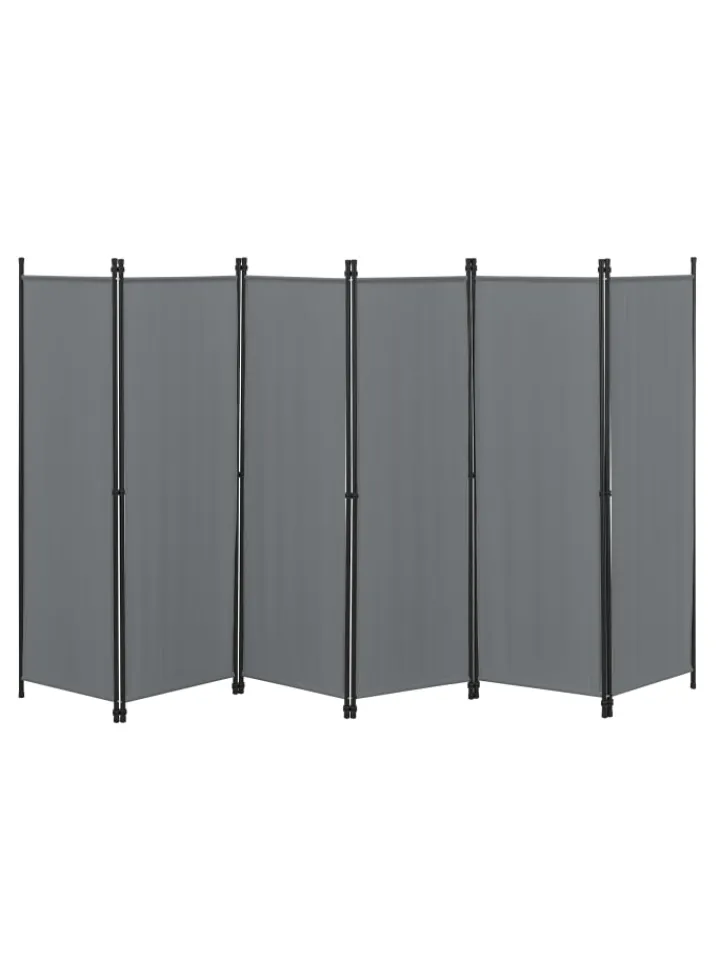 en.casa Paravents<Raumteiler Huesca - 6-teilig in Grau (H)171cm (B)300cm
