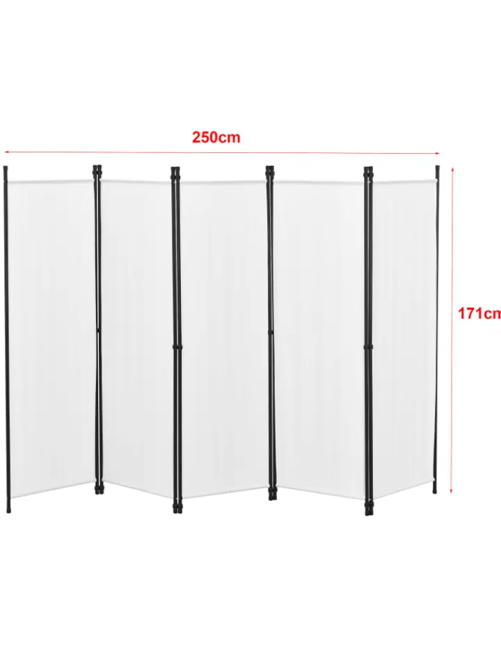 en.casa Paravents<Raumteiler Huesca - 5-teilig in Beige (H)171cm (B)250cm