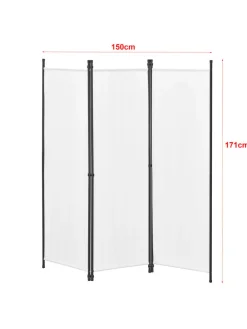 en.casa Paravents<Raumteiler Huesca - 3-teilig in Weiß (H)171cm (B)150cm