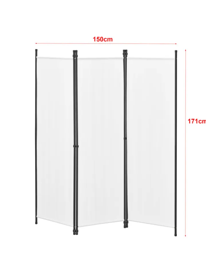 en.casa Paravents<Raumteiler Huesca - 3-teilig in Weiß (H)171cm (B)150cm