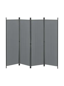 en.casa Paravents<Raumteiler Huesca - 4-teilig in Grau (H)171cm (B)200cm