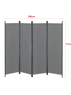 en.casa Paravents<Raumteiler Huesca - 4-teilig in Grau (H)171cm (B)200cm
