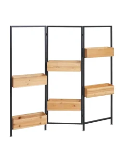 MCW Paravents<Raumteiler mit Pflanzkasten L32, Gestell schwarz, naturfarben