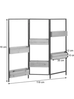 MCW Paravents<Raumteiler mit Pflanzkasten L32, Gestell schwarz, naturfarben