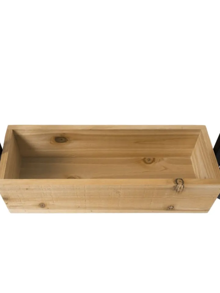 MCW Paravents<Raumteiler mit Pflanzkasten L32, Gestell schwarz, naturfarben