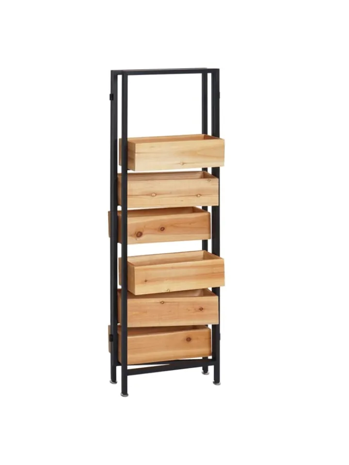 MCW Paravents<Raumteiler mit Pflanzkasten L32, Gestell schwarz, naturfarben