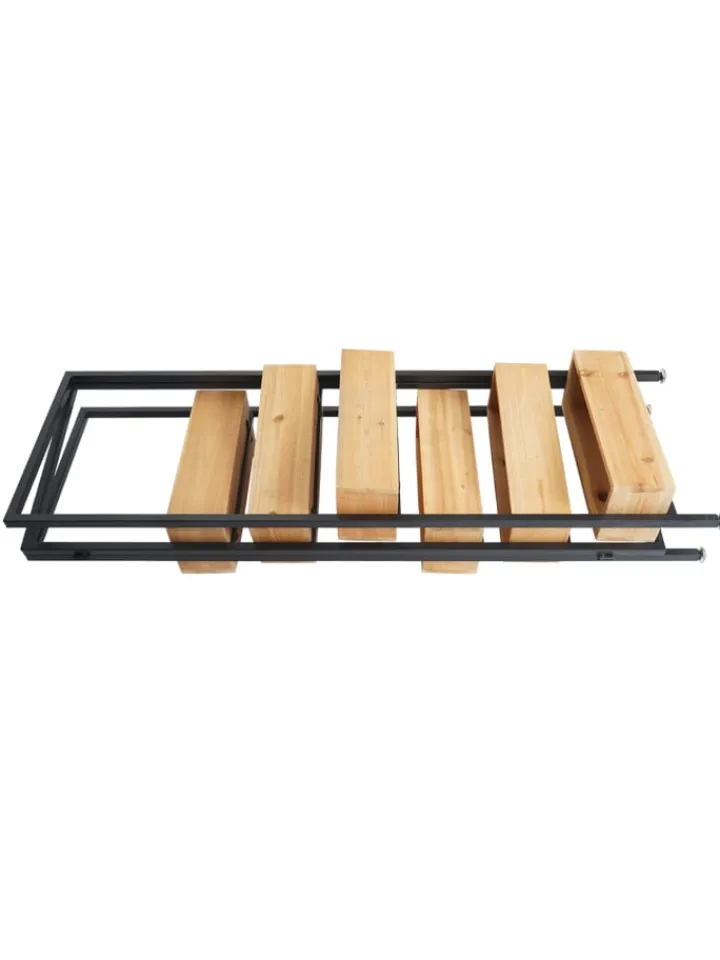 MCW Paravents<Raumteiler mit Pflanzkasten L32, Gestell schwarz, naturfarben