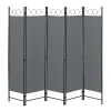 en.casa Paravents<Raumteiler Saragossa 5-teilig in Grau (H)171cm (B)200cm