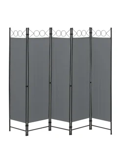 en.casa Paravents<Raumteiler Saragossa 5-teilig in Grau (H)171cm (B)200cm