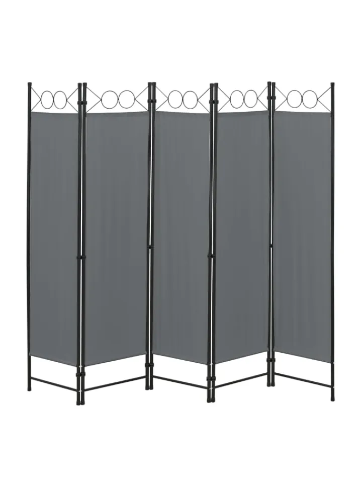 en.casa Paravents<Raumteiler Saragossa 5-teilig in Grau (H)171cm (B)200cm