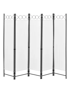 en.casa Paravents<Raumteiler Saragossa 5-teilig in Weiß (H)171cm (B)200cm
