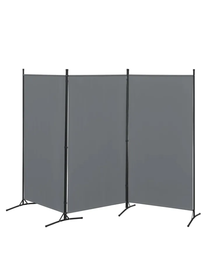 en.casa Paravents<Raumteiler Teruel - 3-teilig in Grau (H)176cm (B)260cm