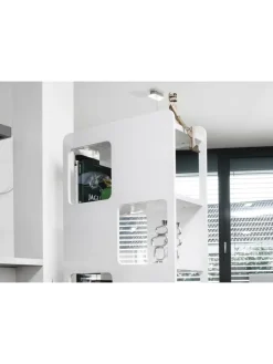 SalesFever Regale & Schränke<Raumteiler-Regal mit 4 Böden und 8 Fächer aus MDF Hochglanz in Weiß