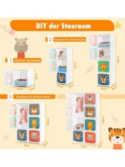 COSTWAY Kindermöbel<Regalsystem mit 8 Würfeln in Weiß