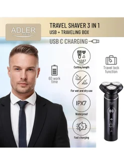 Adler Europe Pflege & Gesundheit<Reiserasierer "ADEG 2940" in Schwarz