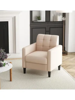 COSTWAY Sitzmöbel<Relaxsessel aus Samt in Beige