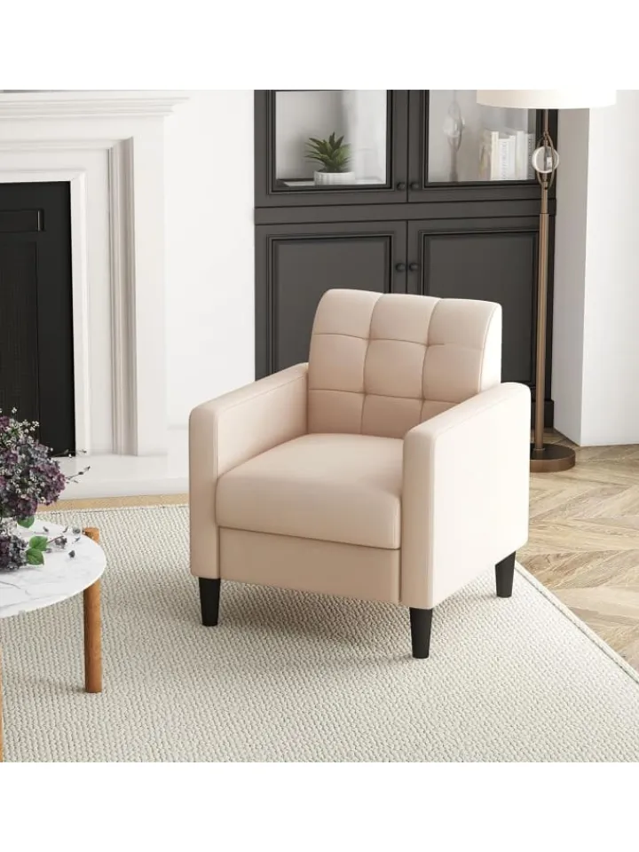 COSTWAY Sitzmöbel<Relaxsessel aus Samt in Beige