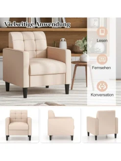 COSTWAY Sitzmöbel<Relaxsessel aus Samt in Beige