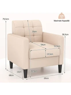 COSTWAY Sitzmöbel<Relaxsessel aus Samt in Beige