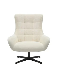SalesFever Sitzmöbel<Relaxsessel drehbar mit schwarzem Metallgestell und Chenille-Stoff in Beige