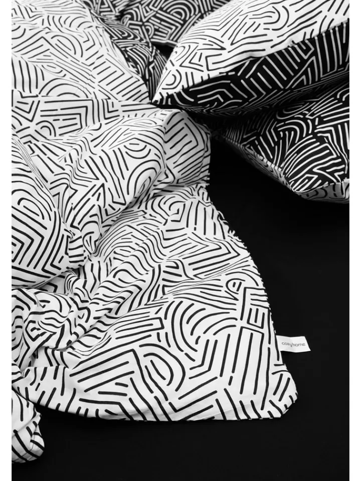 Mijolnir Bettwäsche & Bettwaren<Renforcé-Bettwäsche-Set "Maze" in Schwarz/ Weiß