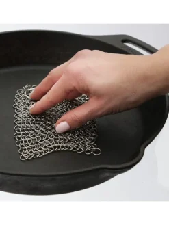 YOUCAMP Grillen<Ringreiniger für Gusseisen Feuertöpfe Netzreiniger 12,5x12,5cm in silber
