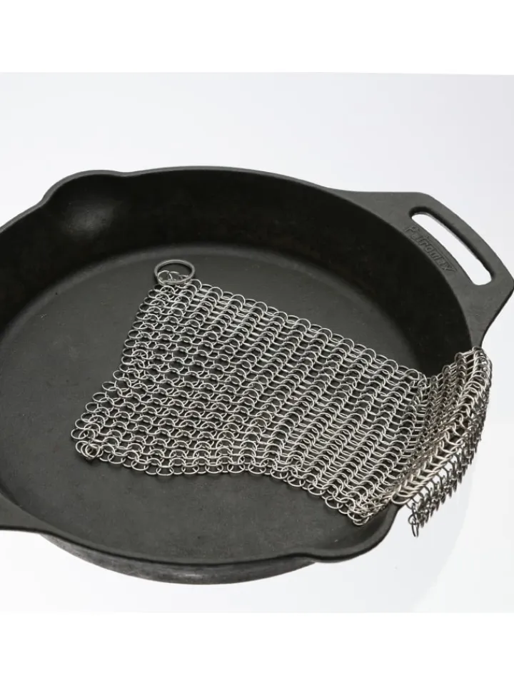 YOUCAMP Grillen<Ringreiniger für Gusseisen Feuertöpfe Netzreiniger 20x20cm in silber