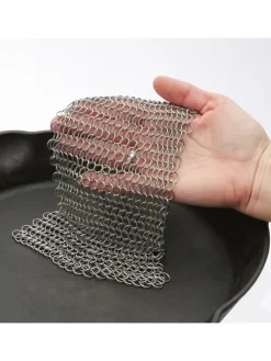 YOUCAMP Grillen<Ringreiniger für Gusseisen Feuertöpfe Netzreiniger 20x20cm in silber