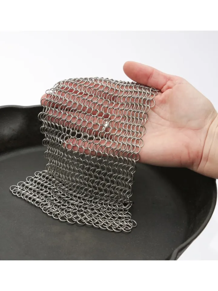 YOUCAMP Grillen<Ringreiniger für Gusseisen Feuertöpfe Netzreiniger 20x20cm in silber