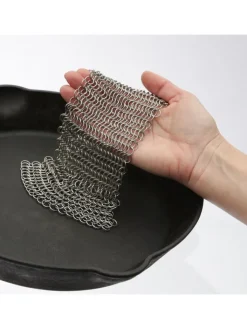 YOUCAMP Grillen<Ringreiniger für Gusseisen Feuertöpfe Netzreiniger 20x20cm in silber