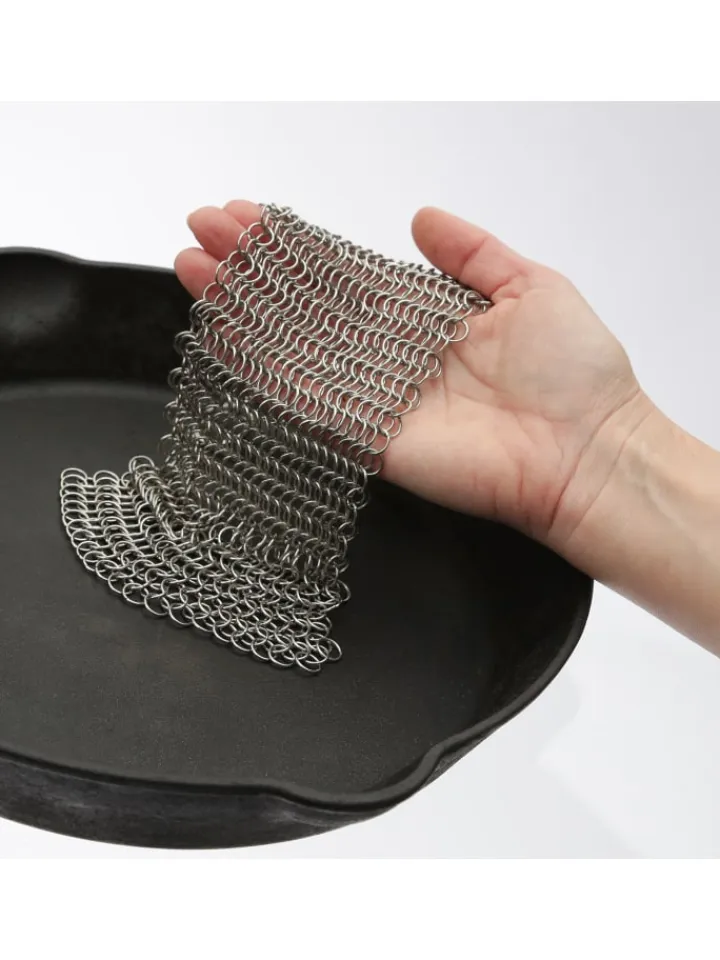 YOUCAMP Grillen<Ringreiniger für Gusseisen Feuertöpfe Netzreiniger 20x20cm in silber