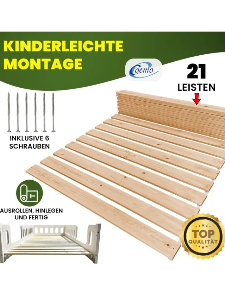 Coemo Betten & Matratzen<Rollrost Romo 15 - 22 Leisten Nordische Kiefer in Natur