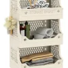 COSTWAY Regale & Schränke<Rollwagen faltbar 44,5 x 30 x 74,5 cm in Beige