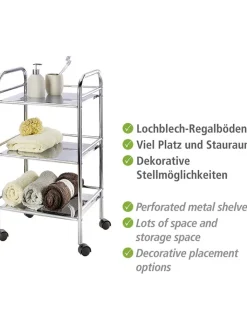 Wenko Badmöbel|Badezimmermöbel<Rollwagen in Silber - (B)41 x (H)75 x (T)32 cm