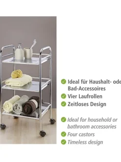 Wenko Badmöbel|Badezimmermöbel<Rollwagen in Silber - (B)41 x (H)75 x (T)32 cm