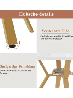 ABRIHOME Tische<Runder Esstisch in Gold mit Marmorplatte Durchmesser 100 cm