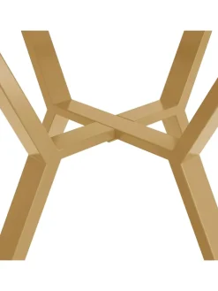 ABRIHOME Tische<Runder Esstisch in Gold mit Marmorplatte Durchmesser 100 cm