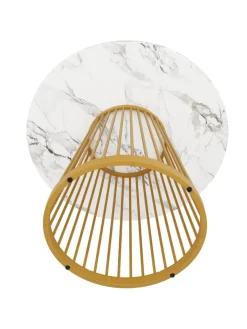 ABRIHOME Tische<Runder Esstisch in Gold 80x80x76 cm mit Metallbeinen