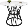 ABRIHOME Tische<Runder Esstisch in Schwarz Marmor mit Metallbeinen 100x100x76 cm