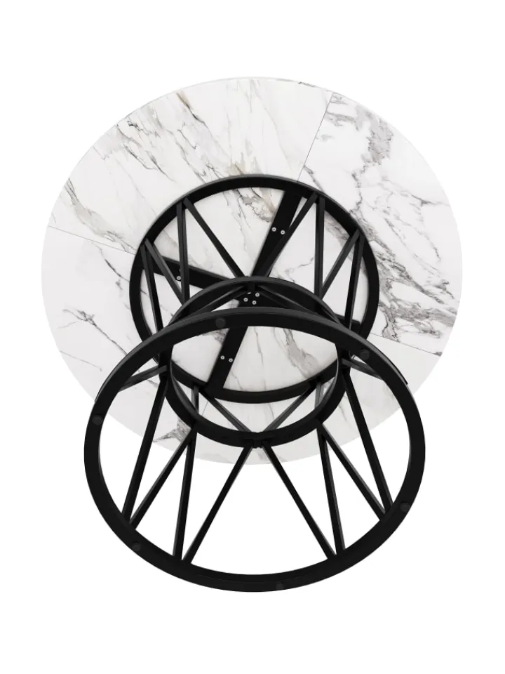 ABRIHOME Tische<Runder Esstisch in Schwarz Marmor mit Metallbeinen 100x100x76 cm