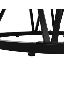 ABRIHOME Tische<Runder Esstisch in Schwarz Marmor mit Metallbeinen 100x100x76 cm