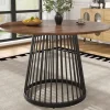 ABRIHOME Tische<Runder Esstisch in Schwarz 80x80x76 cm mit Metallbeinen