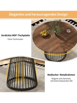 ABRIHOME Tische<Runder Esstisch in Schwarz 80x80x76 cm mit Metallbeinen