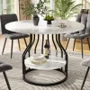 ABRIHOME Tische<Runder Esstisch in Schwarz 80x80x76 cm mit kleiner Ablageplatte